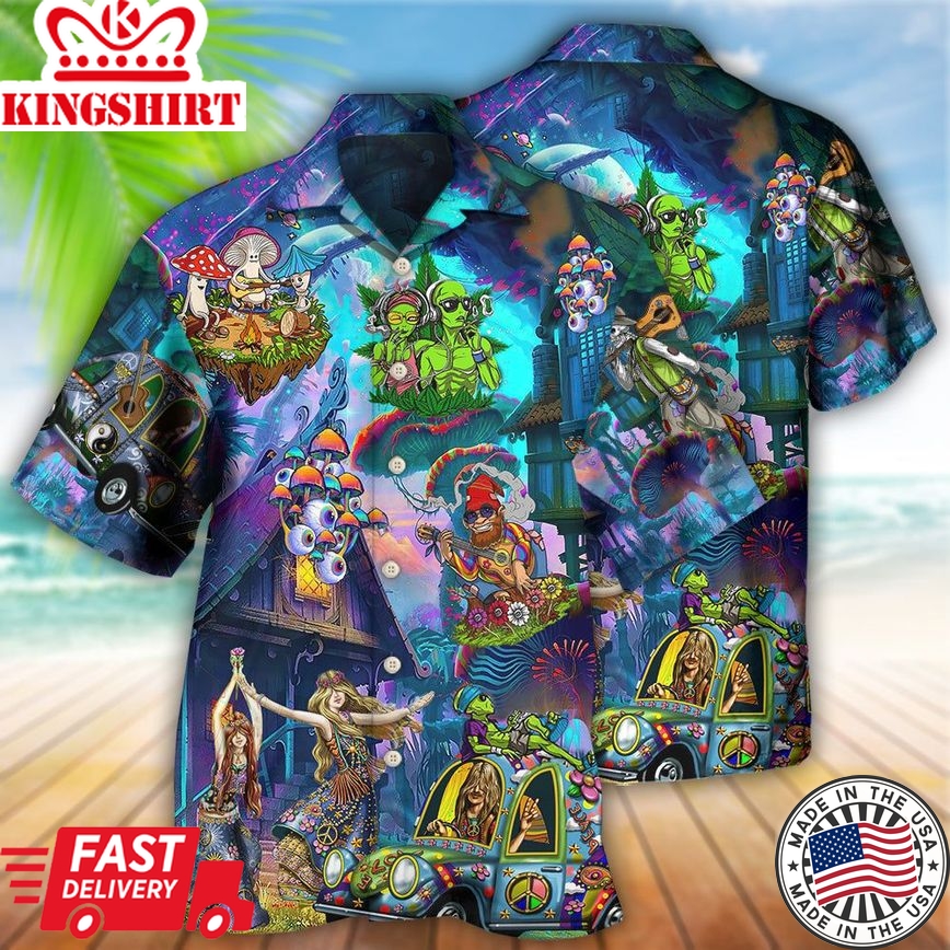 Hippie Love Life Party Over Night Hawaiian Shirt