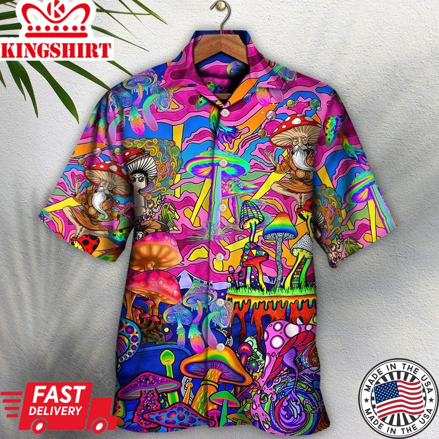 Hippie Magic Trippy Mushroom Awesome Hawaiian Shirt