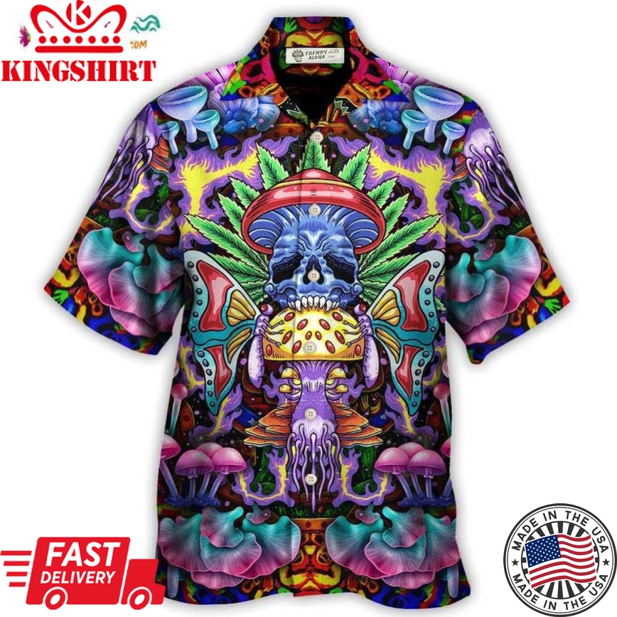 Hippie Mushroom And Skull Art Hawaiian Shirt