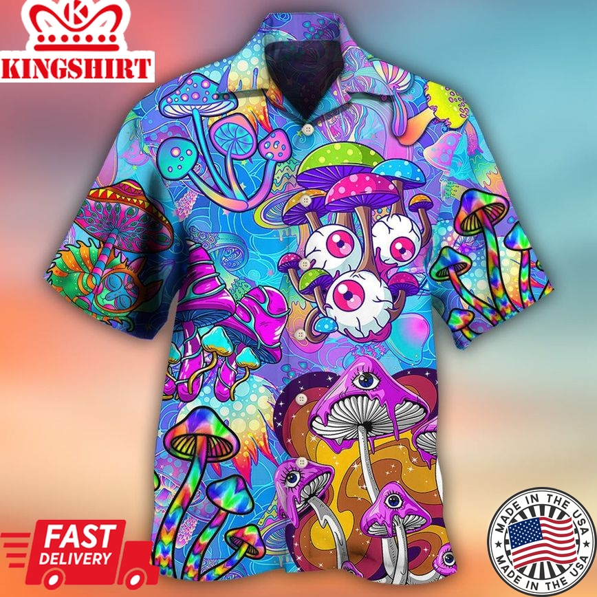 Hippie Mushroom Colorful Cool Style Hawaiian Shirt