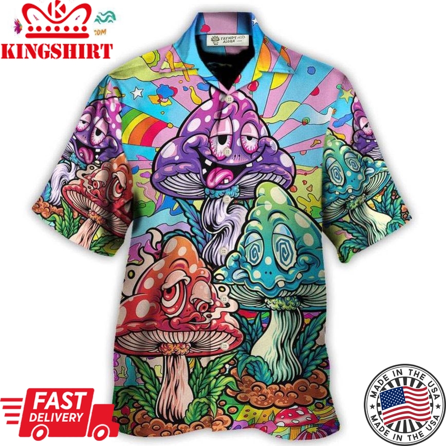 Hippie Mushroom Colorful Hippie Happy Life Hawaiian Shirt