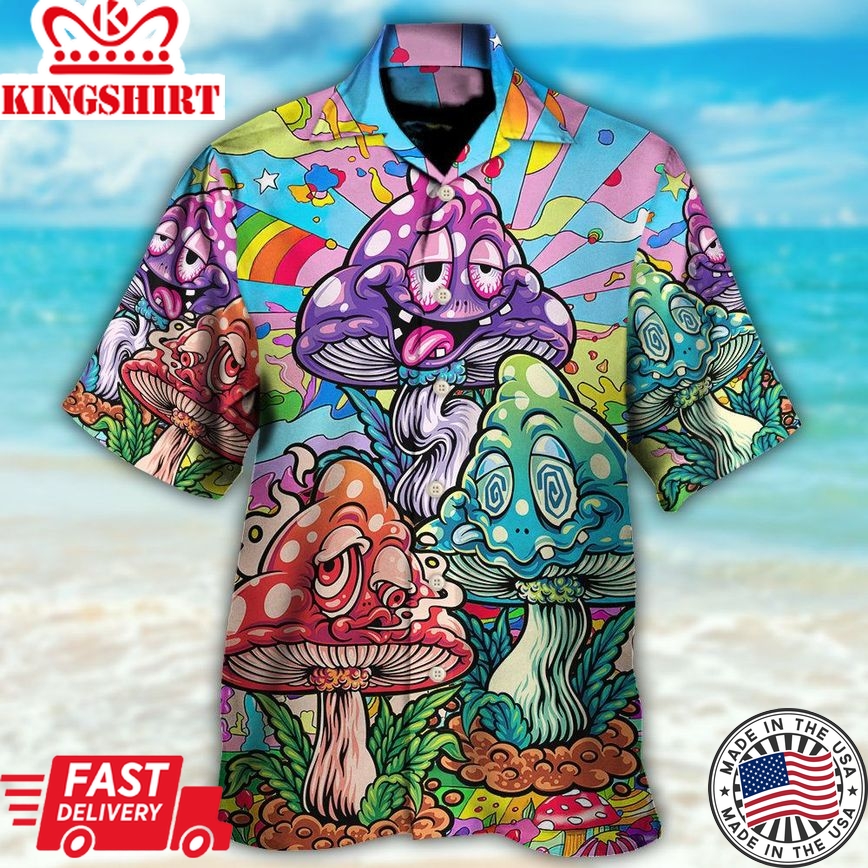 Hippie Mushroom Colorful Hippie Happy Life Hawaiian Shirt