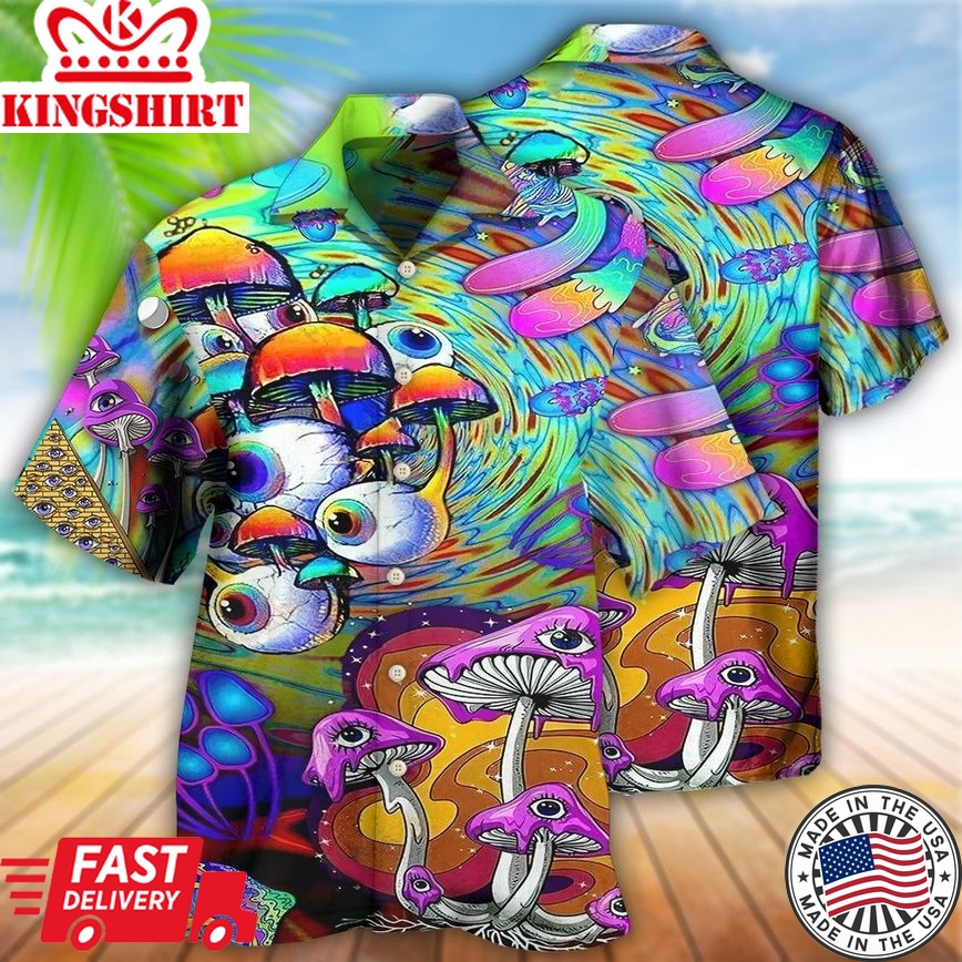 Hippie Mushroom Eyes Color Style Hawaiian Shirt