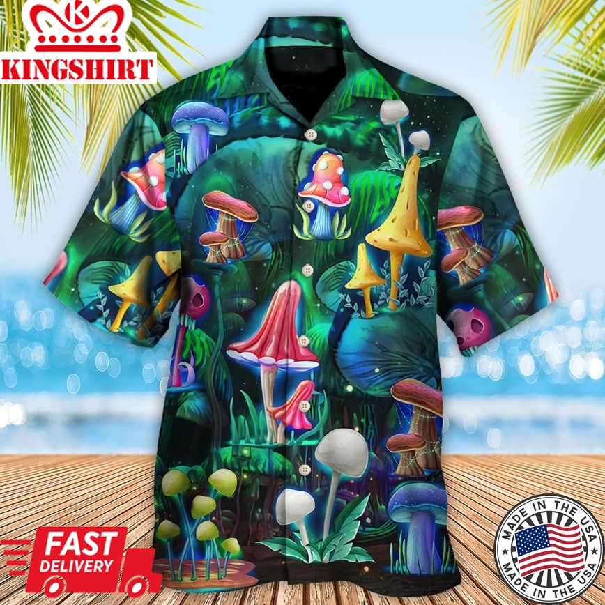 Hippie Mushroom Galaxy Neon Art Hawaiian Shirt