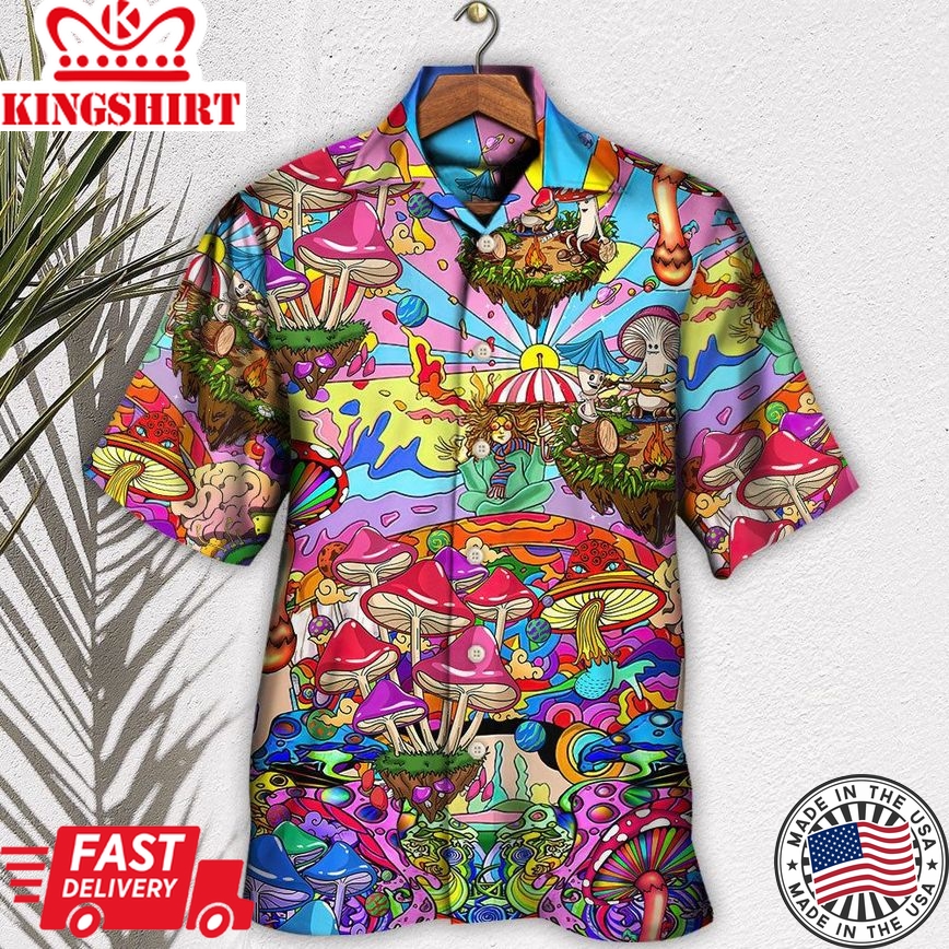 Hippie Mushroom Hallucinogenic Psychedelic Hawaiian Shirt