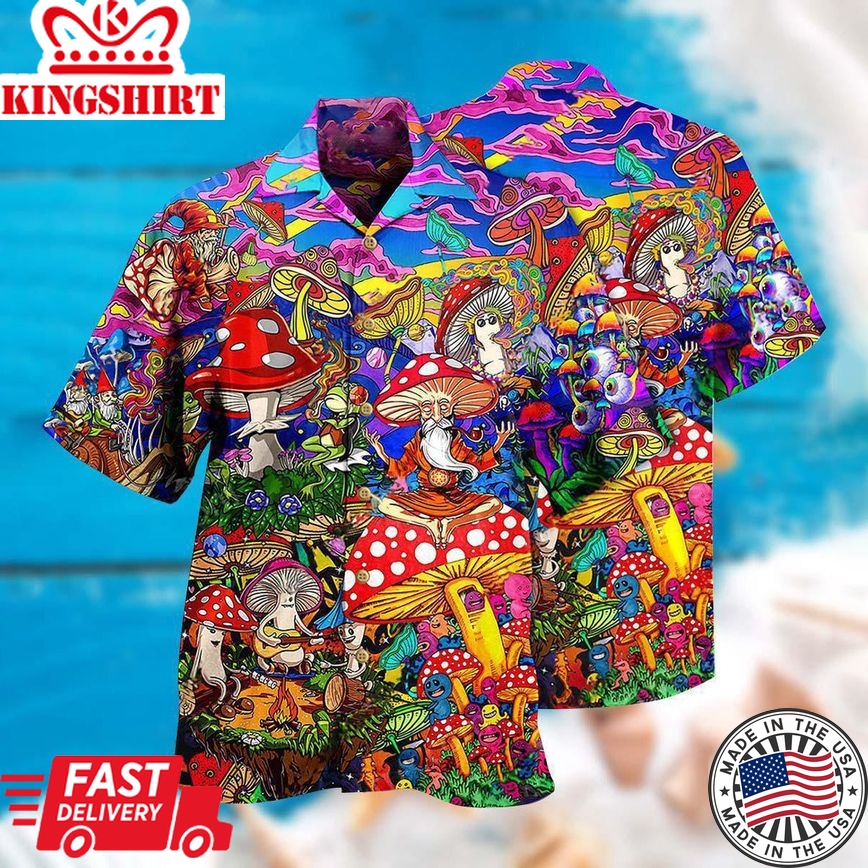 Hippie Mushroom Happy Together Hawaiian Shirt