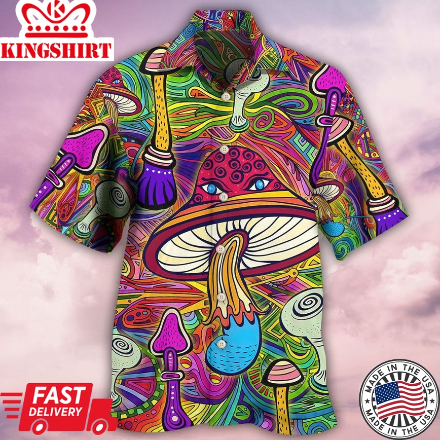 Hippie Mushroom Hypnotizing Hawaiian Shirt