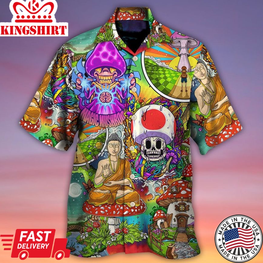 Hippie Mushroom Peace Colorful Let It Be Hawaiian Shirt