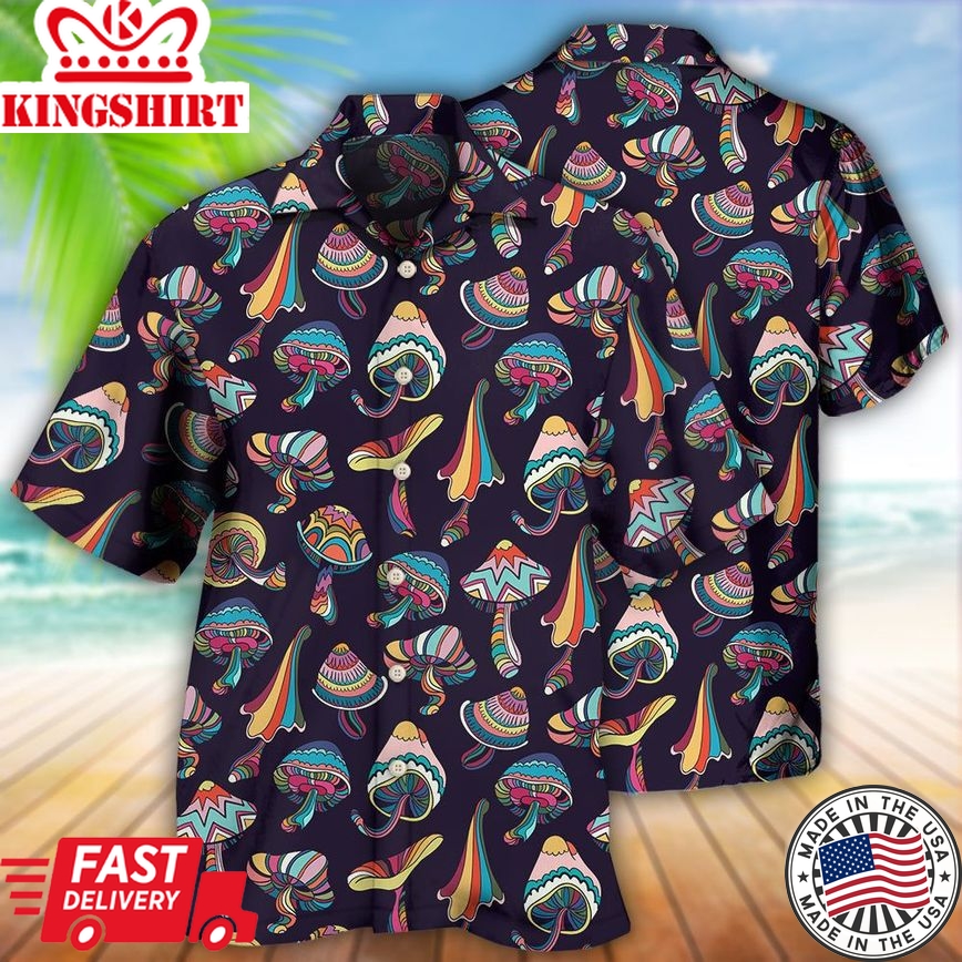 Hippie Mushroom Peace Love Life Style Hawaiian Shirt