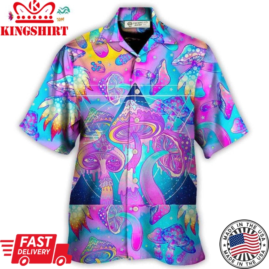 Hippie Mushroom Psychedelic Tapestry Mushroom Trippy Hippie Magical Eye Hawaiian Shirt