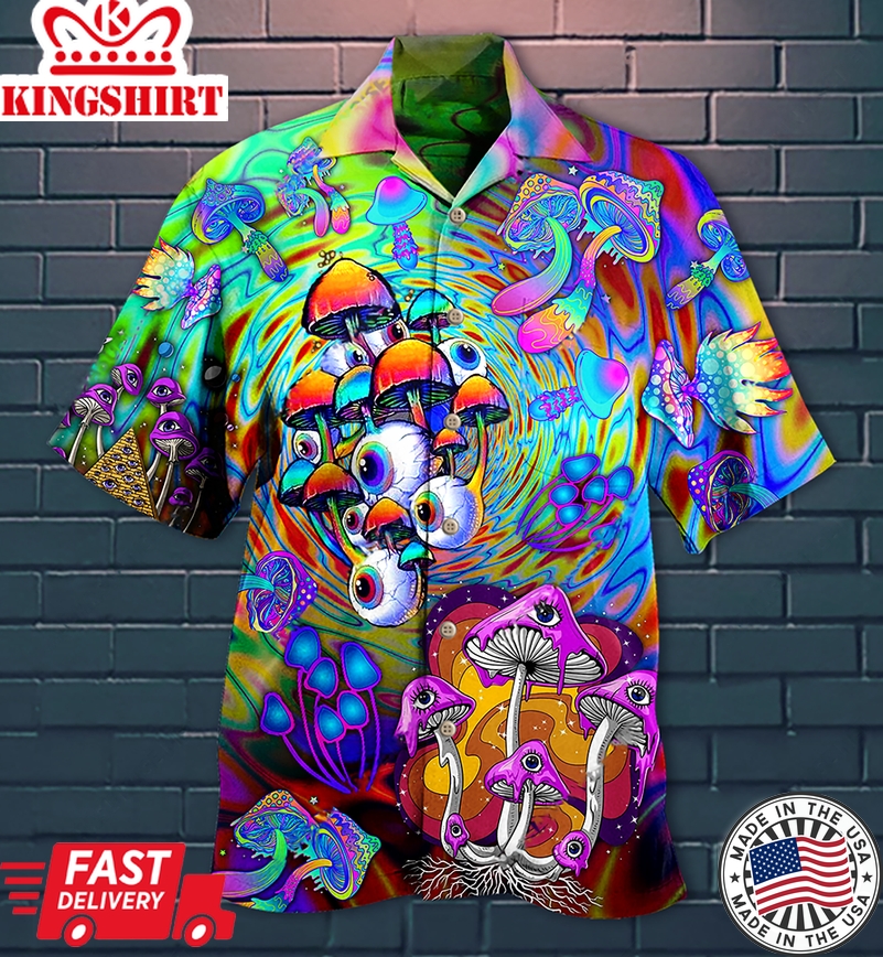 Hippie Mushroom Stay Trippy Little Hippie Colorful Hawaiian Shirt