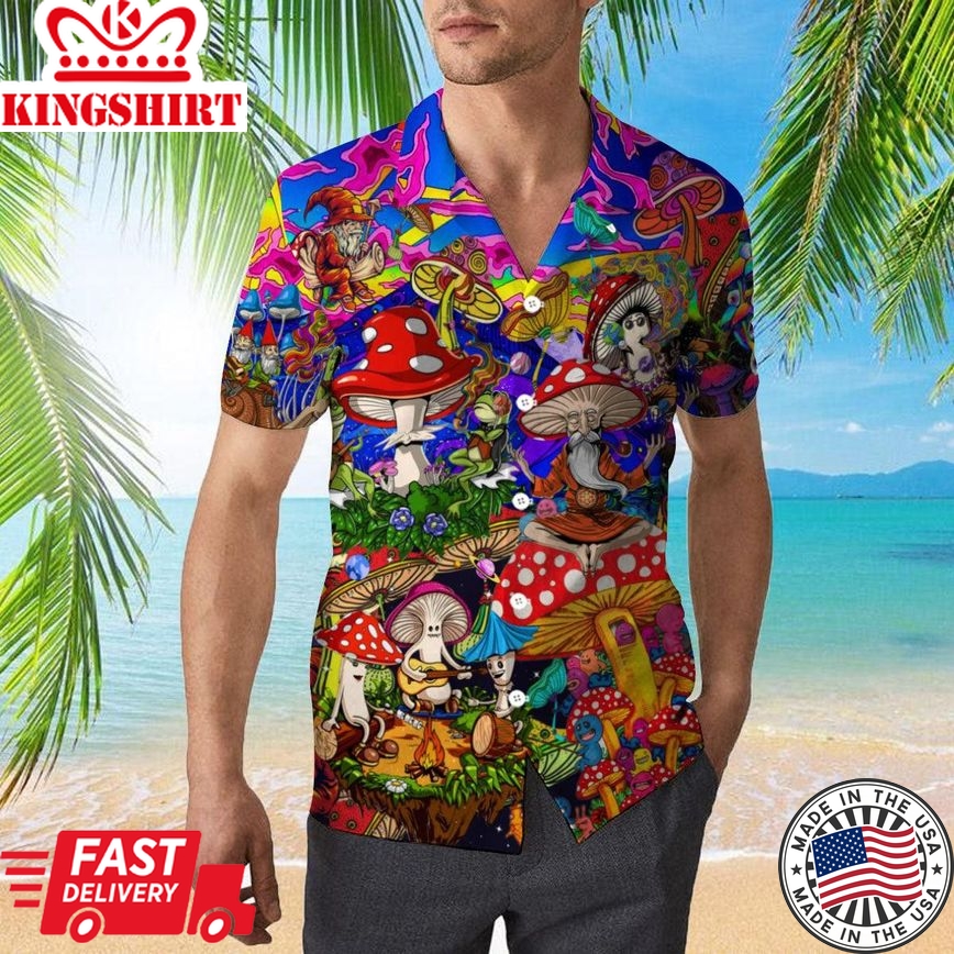 Hippie Mushroom Trendy Hawaiian Shirt