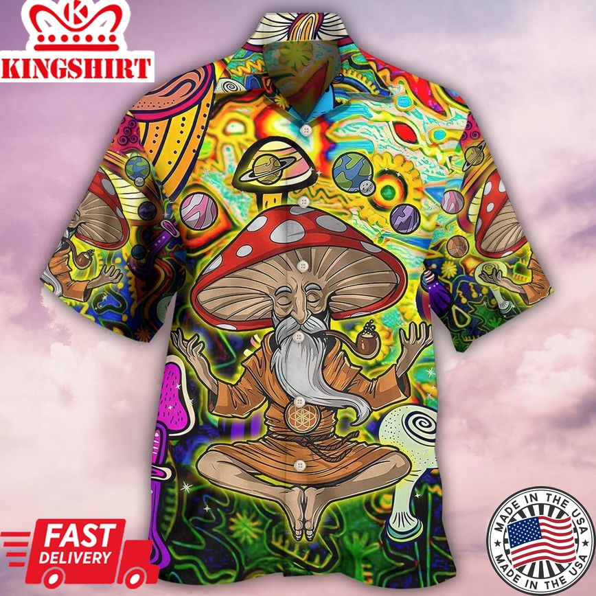 Hippie Mushroom Witch Colorful Hawaiian Shirt