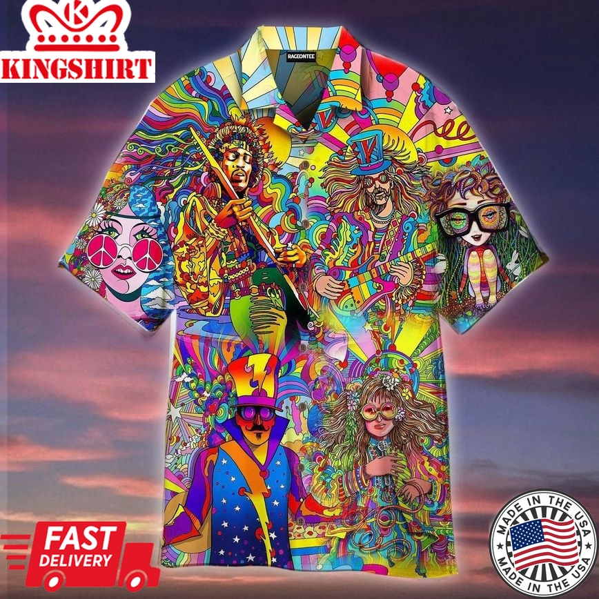 Hippie Music Colorful Trendy Hawaiian Shirt