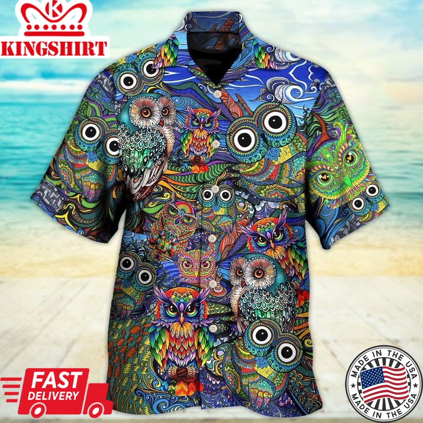 Hippie Owls Peace Life Mix Color Nice Style Hawaiian Shirt