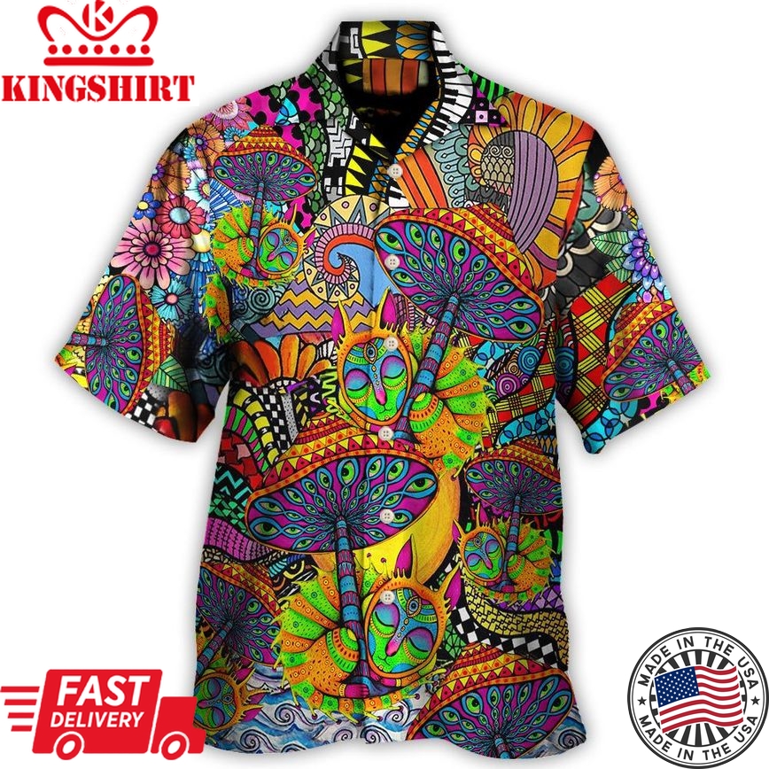 Hippie Peace Life Color Floral Style Hawaiian Shirt