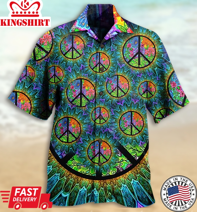 Hippie Peace Life Color Hawaiian Shirt