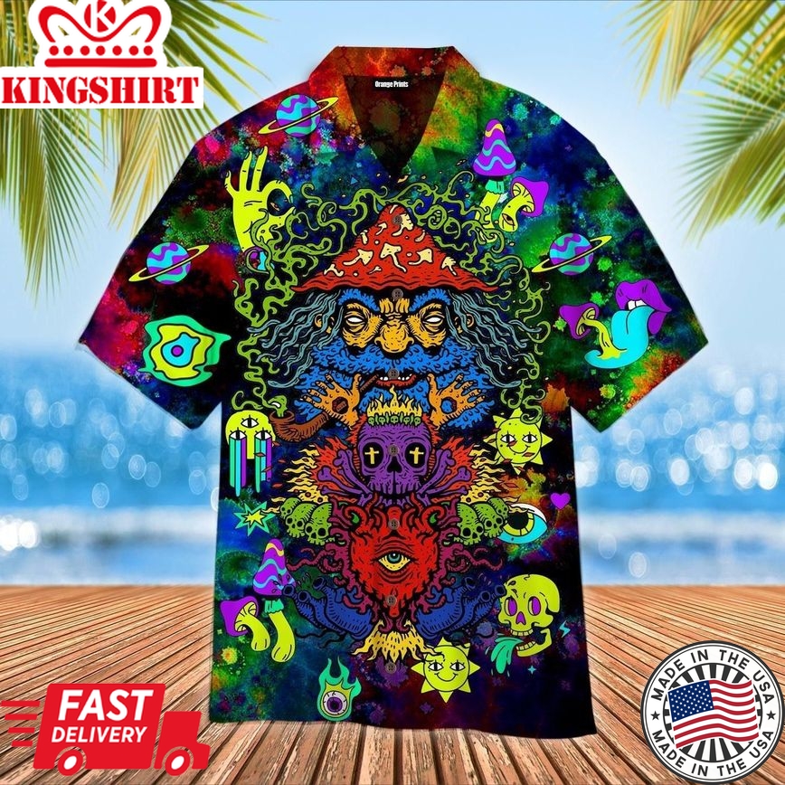 Hippie Psychedelic Trendy Hawaiian Shirt For