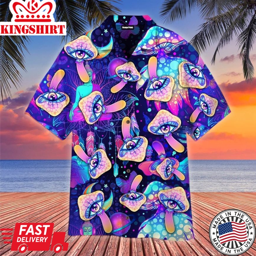 Hippie Psychedelic Trippy Trendy Hawaiian Shirt For