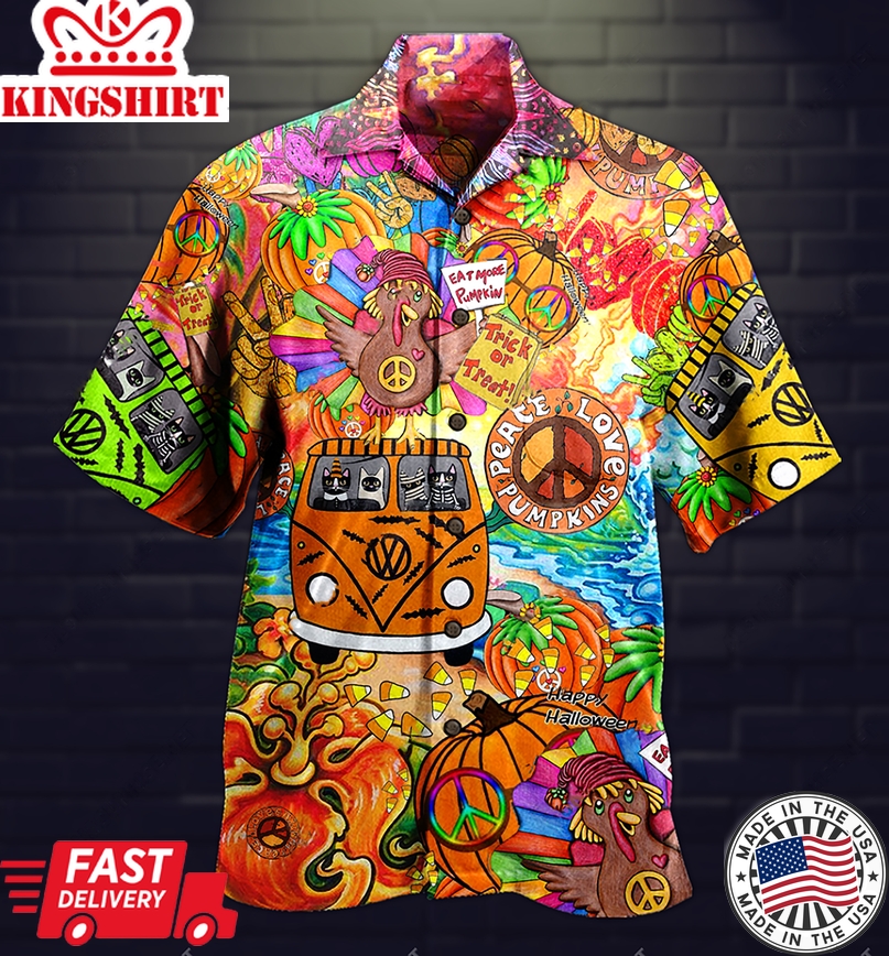 Hippie Pumpkins Mix Color Hawaiian Shirt