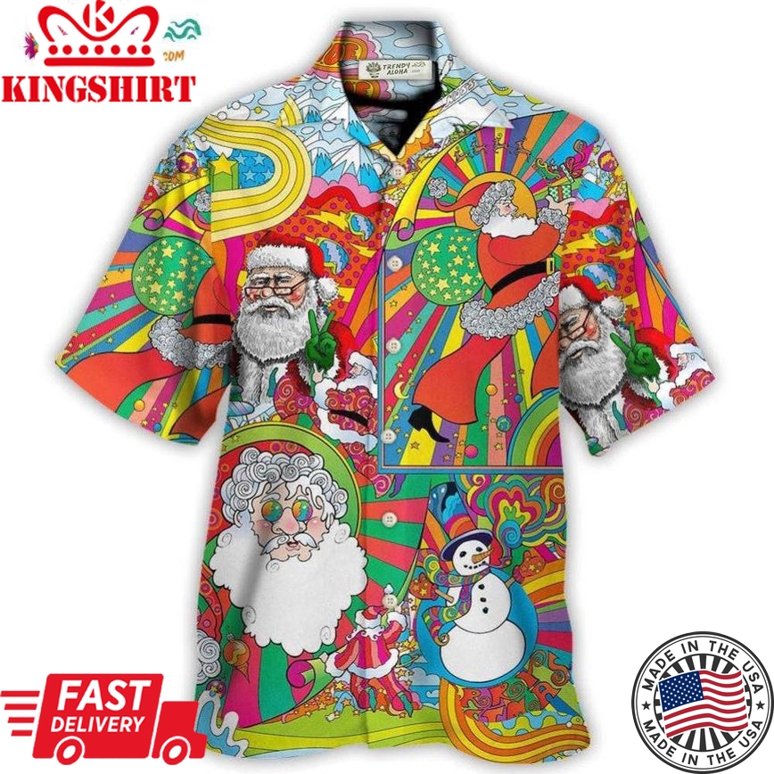 Hippie Santa Merry Xmas Hawaiian Shirt