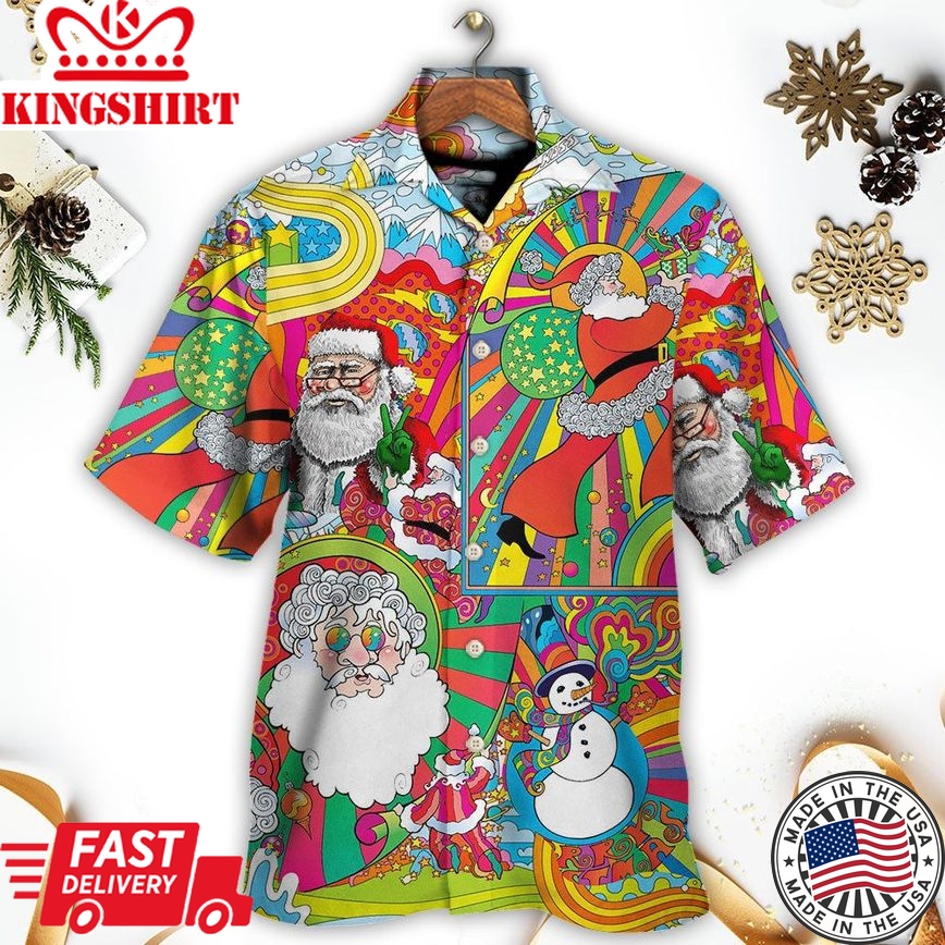 Hippie Santa Merry Xmas Hawaiian Shirt