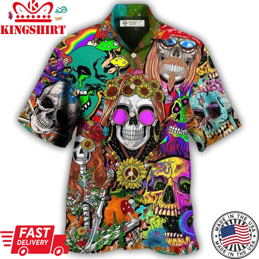 Hippie Skull Colorful Cool Style Hawaiian Shirt