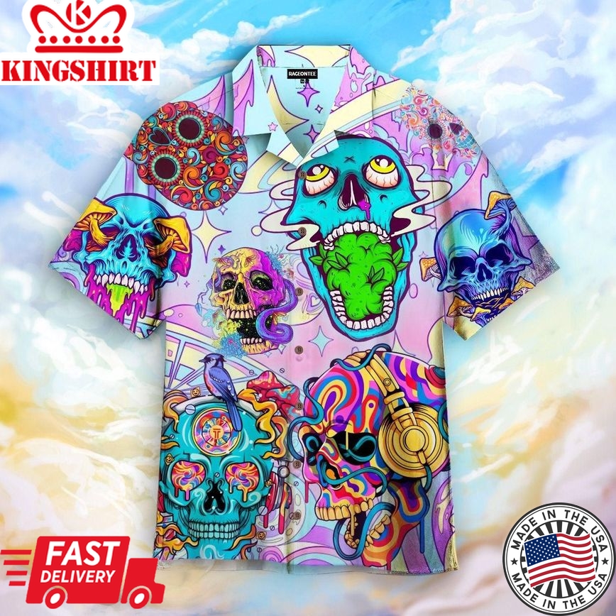 Hippie Skull Peace Life Color Limited Trendy Hawaiian Shirt