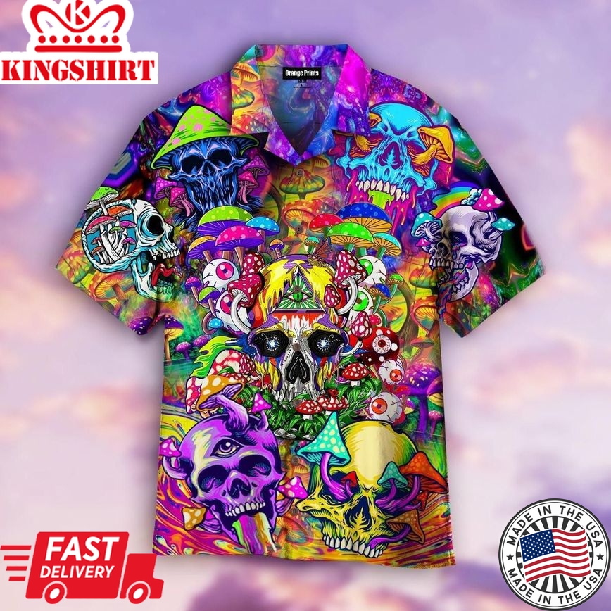 Hippie Skull Trendy Hawaiian Shirt For