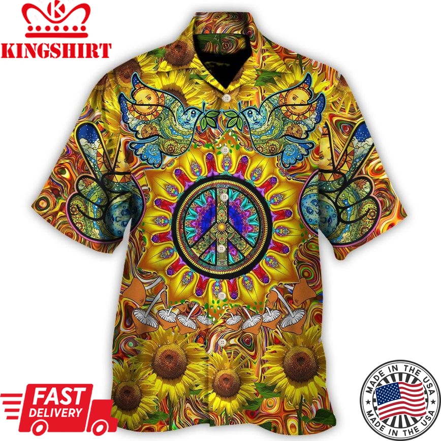 Hippie Sunflowers Love Sunshine Yellow Amazing Style Hawaiian Shirt