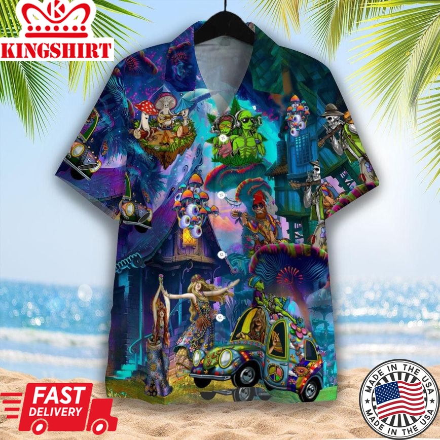 Hippie Trendy Hawaiian Shirt Colorful