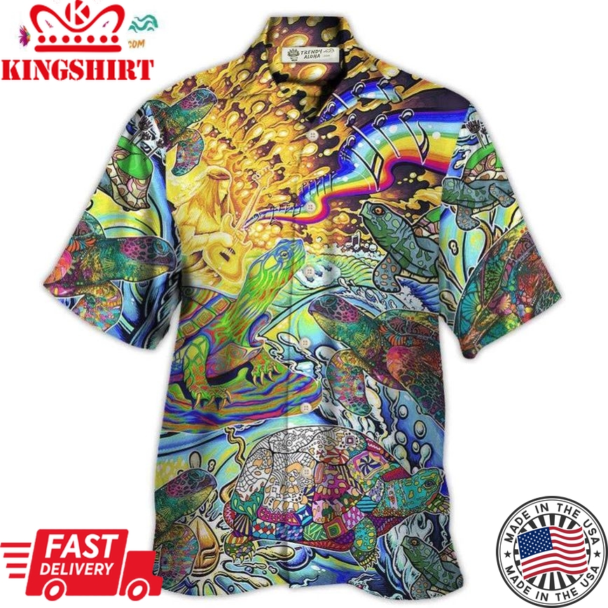 Hippie Turtle Colorful Art Peace Hawaiian Shirt