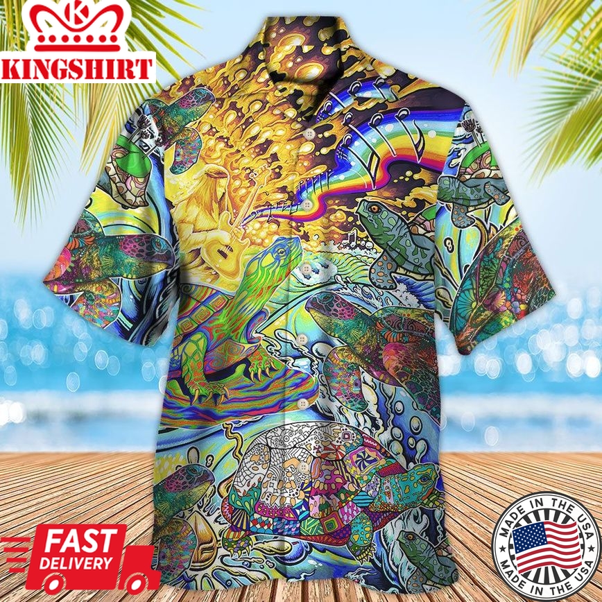 Hippie Turtle Colorful Art Peace Hawaiian Shirt