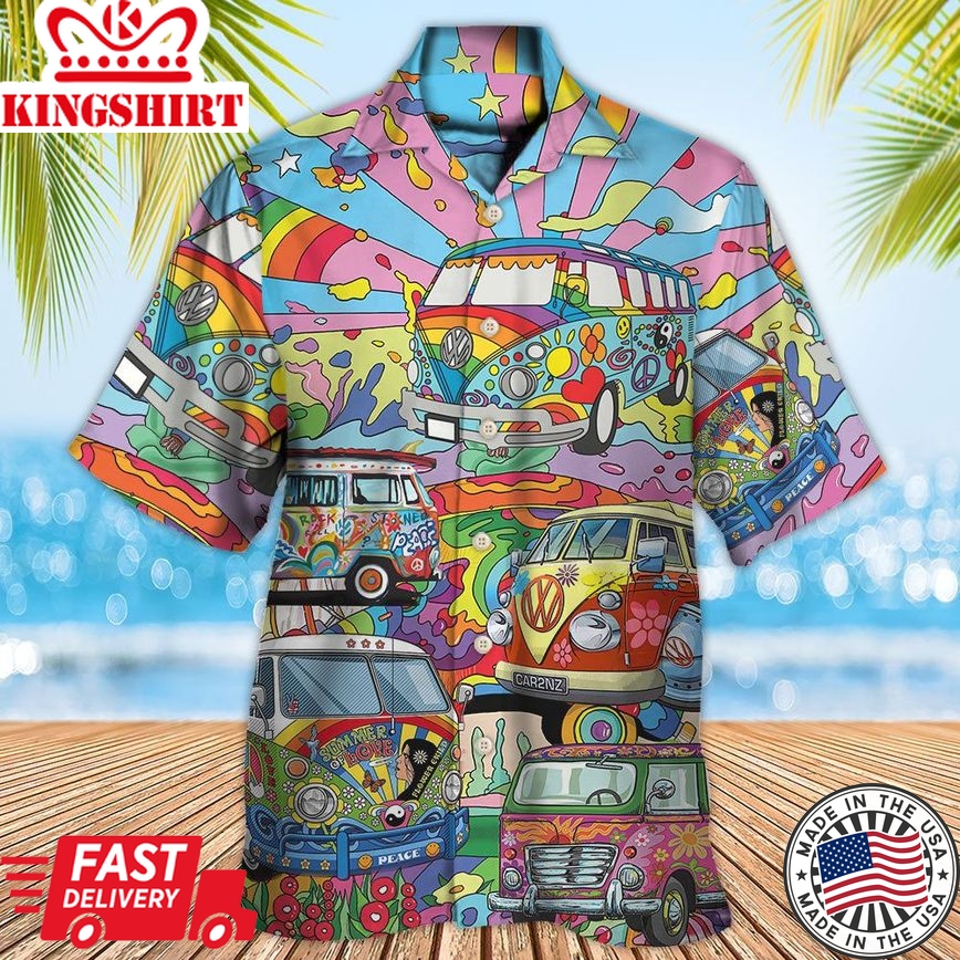 Hippie Van Colorful Art Peace Hawaiian Shirt