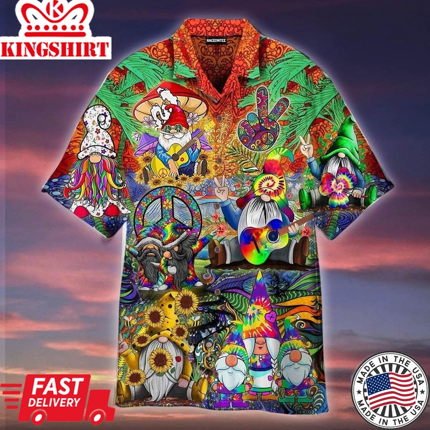 Hippies Gnome Peace Trendy Hawaiian Shirt