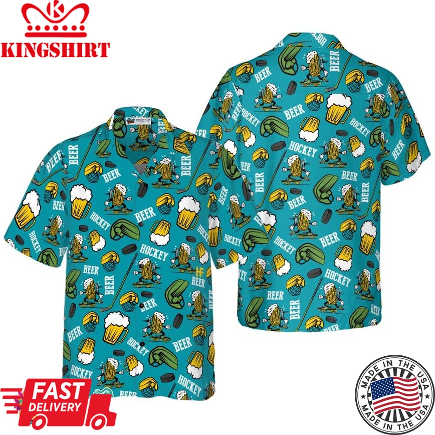 Hockey And Beer Hawaiian Shirt