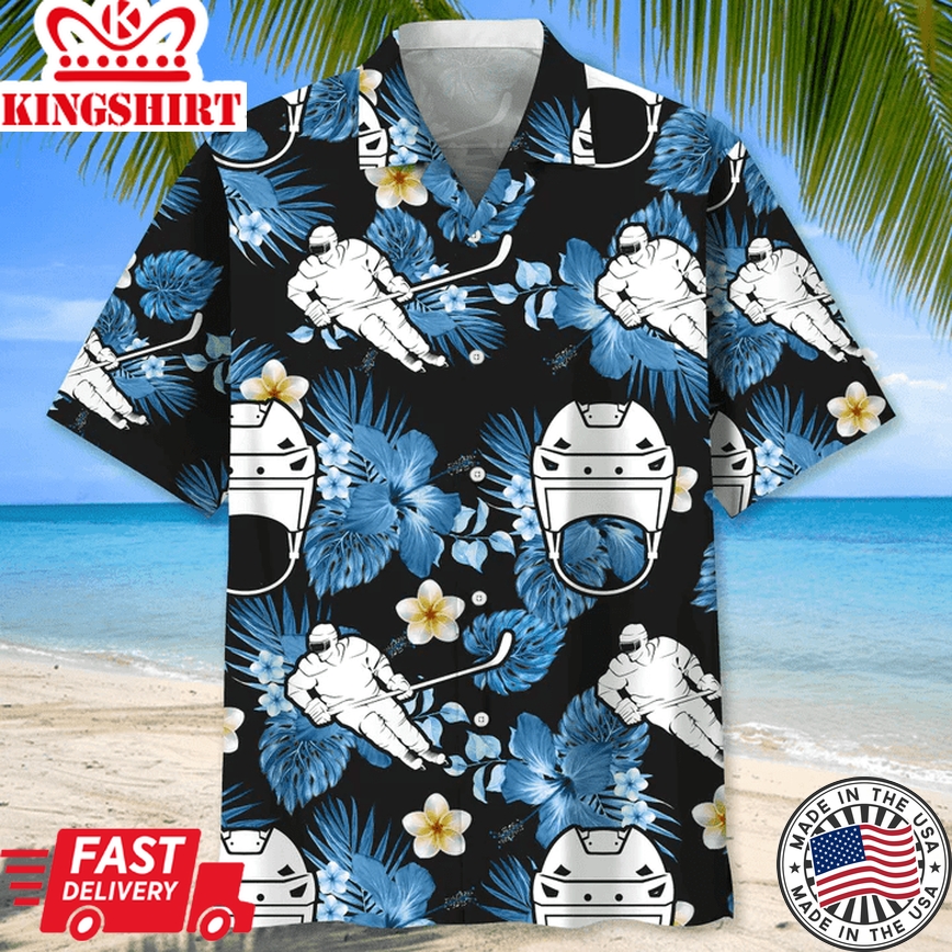 Hockey Enthusiast: Stylish Trendy Hawaiian Shirt for Dynamic Hockey Fans