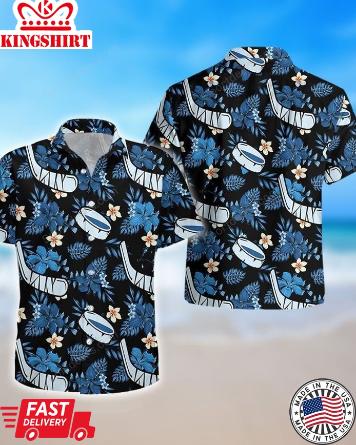 Hockey Floral Trendy Hawaiian Shirt, Summer Gift, Trendy Hawaiian Shirts For Men, Aloha Beach Shirt