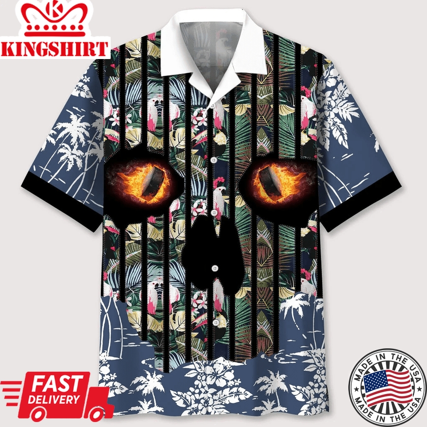 Hockey Flower Skull Trendy Hawaiian Shirt