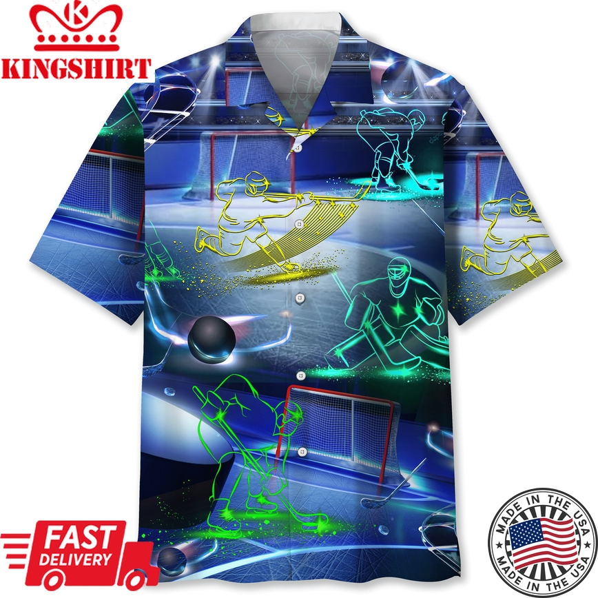 Hockey Neon Trendy Hawaiian Shirt