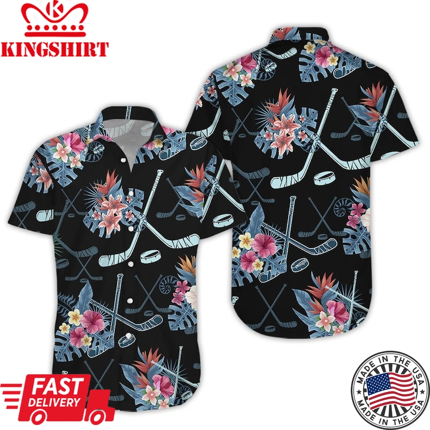 Hockey Trendy Hawaiian Shirt, Hockey Summer Vibe Tropical Aloha Hawaii Shirts