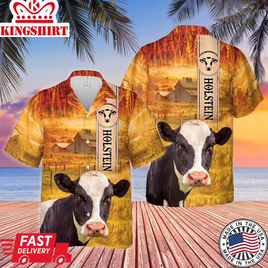 Holstein Breed All Printed 3D Trendy Hawaiian Shirt, Cow Trendy Hawaiian Shirt, Summer Gifts For Men And Women