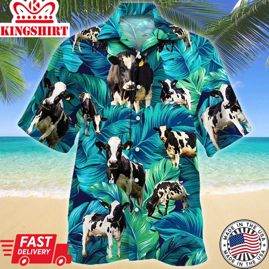 Holstein Friesian Cattle Lovers Trendy Hawaiian Shirt, Cow Trendy Hawaiian Shirt For Summer Gifts