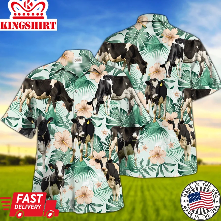 Holstein Trendy Hawaiian Shirt For Farm Lovers - Holstein Cow Trendy Hawaiian Shirt, Trendy Hawaiian Shirt For Men And Women