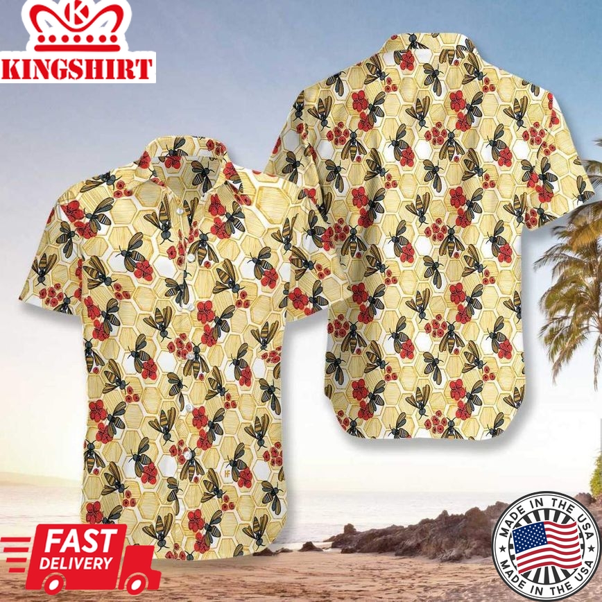 Honey Bee Trendy Hawaiian Shirt