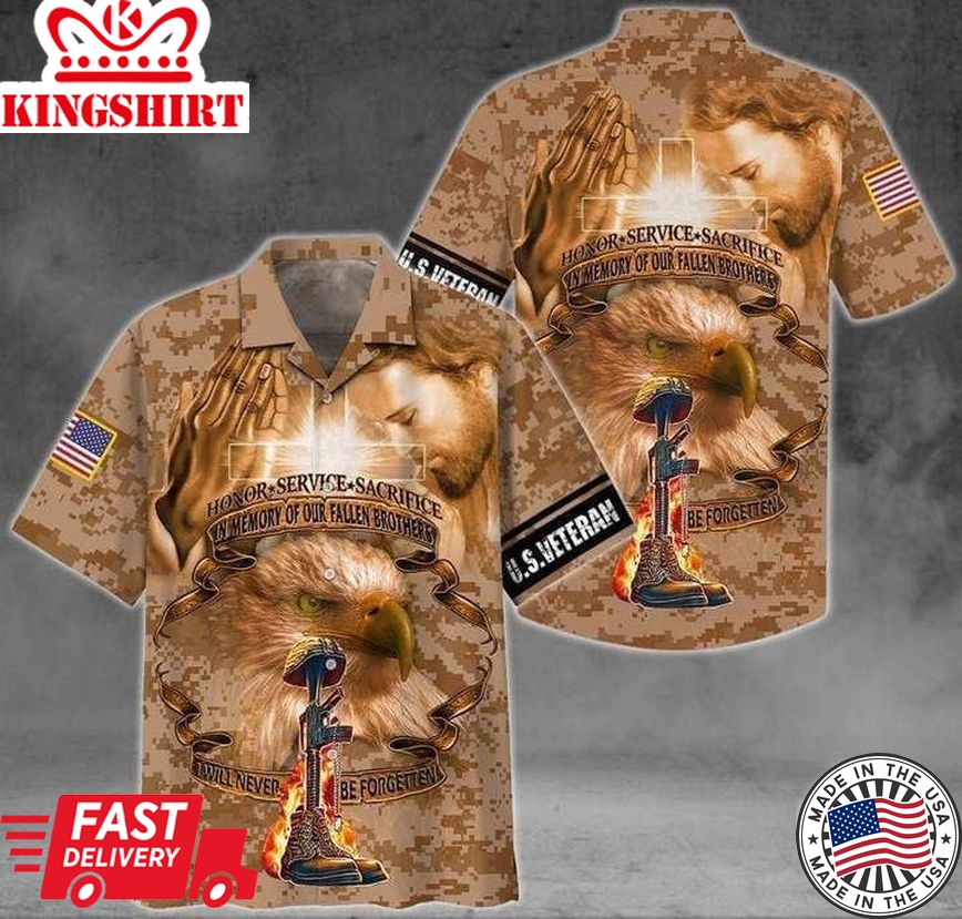 Honor The Fallen, Service U.S Veteran And Jesus Aloha Hawaiian Shirts For Men & For Women |