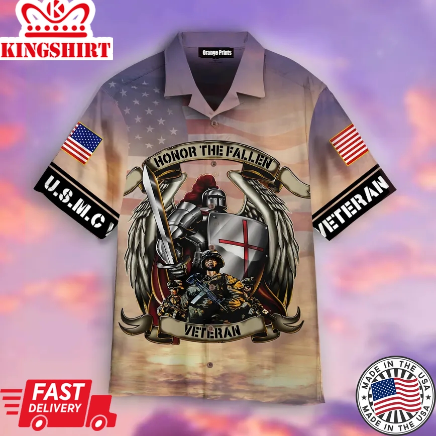 Honor The Fallen Us Marine Veteran And Knight Templar Trendy Hawaiian Shirt For