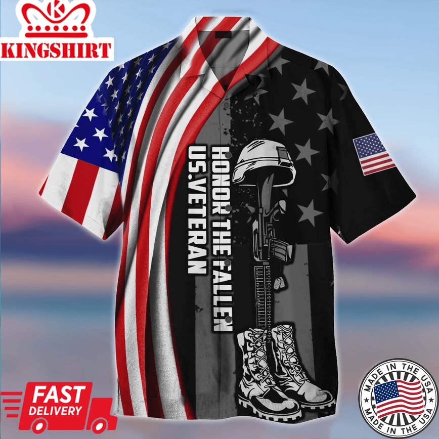 Honor The Fallen Us Veteran Trendy Hawaiian Shirt