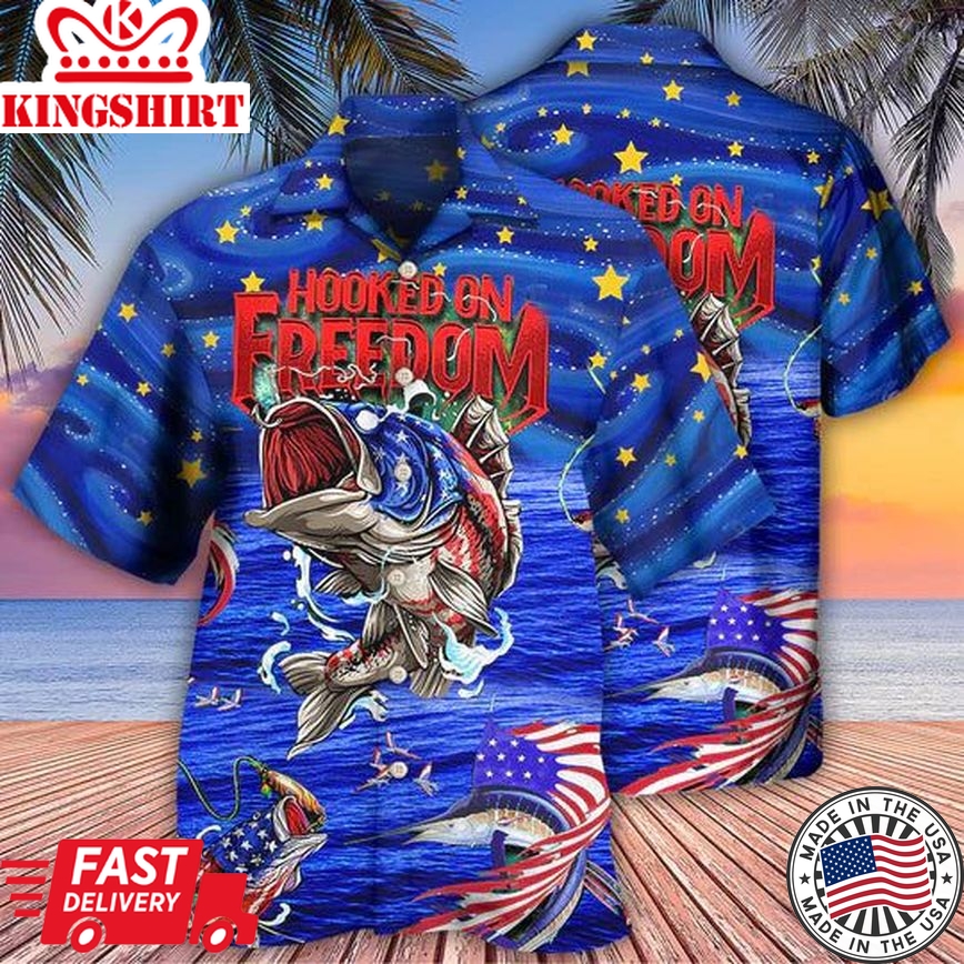 Hooked on the Thrill Hawaiian Shirt - Fishing Hooked On Freedom Edition