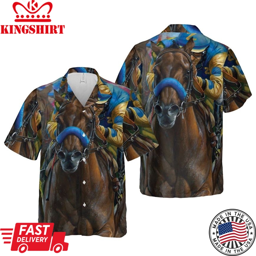 Hooves and Hula: Horse Racing Luau Hawaiian Shirt